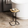 Hanah Home SHB-001-A Mesa de Centro de Madera y Metal, Negro y Natural, 30x52x30 cm
